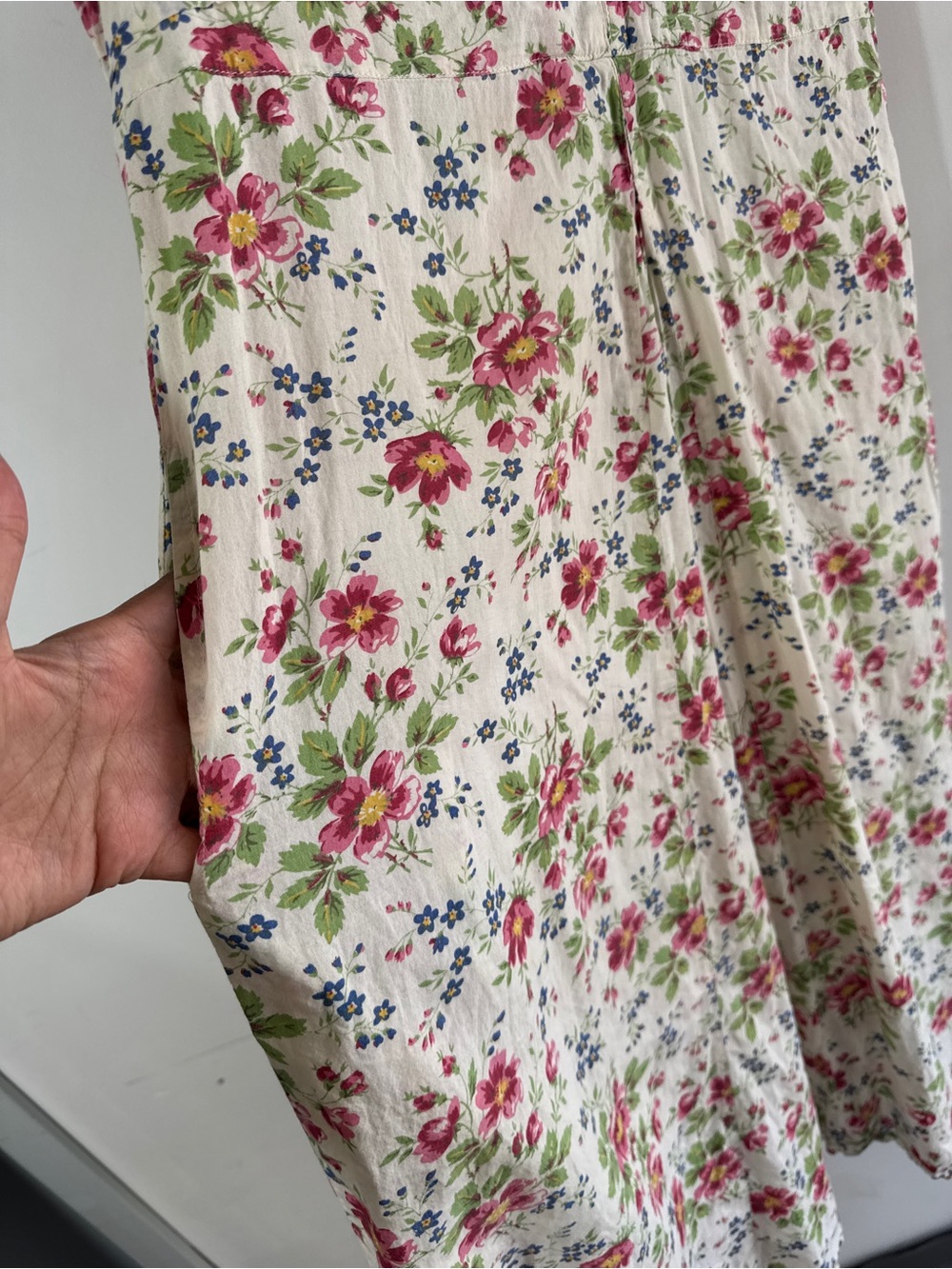 VTG April Cornell Floral Cotton Midi Dress Ivory Medium Cottagecore Prairie Boho - Picture 10 of 14